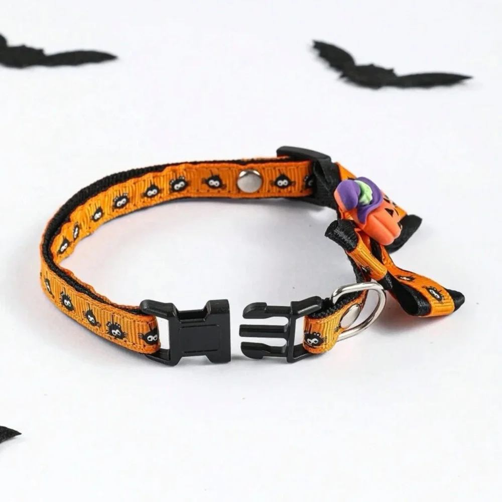 Halloween pumpkin bow cat/dog pet collar